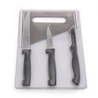 Bergner Knife & Chopping Board Set of 4 - Black & White