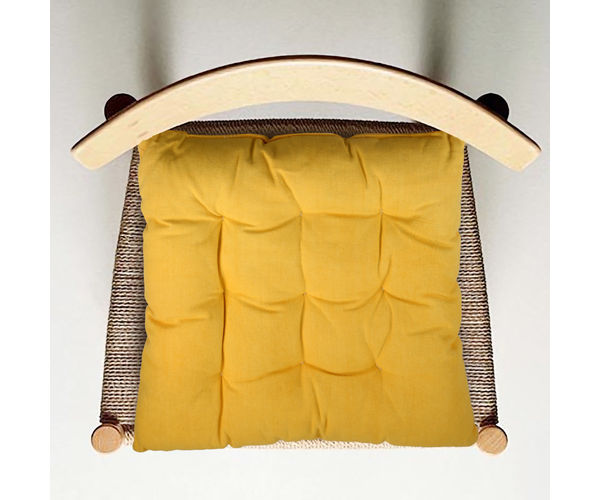 Urban Solid 40 cm x 40 cm Chair Pad - @home by Nilkamal, Yellow & Brown