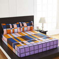 Arcade Brick Double Bed Sheet - @home By Nilkamal, Purple
