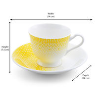 Cadence Cup & Saucer Set of 6 - @home by Nilkamal, Yellow