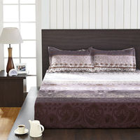 Seasons Oriental Double Bed Sheet - @home By Nilkamal, Dark Brown