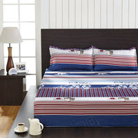 Seasons Geo Double Bed Sheet - @home By Nilkamal, Brown & Blue