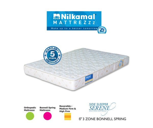 Nilkamal Mattress - Serene 6 Inch Side Sleeper Spring Mattress, 72x36x6,  grey