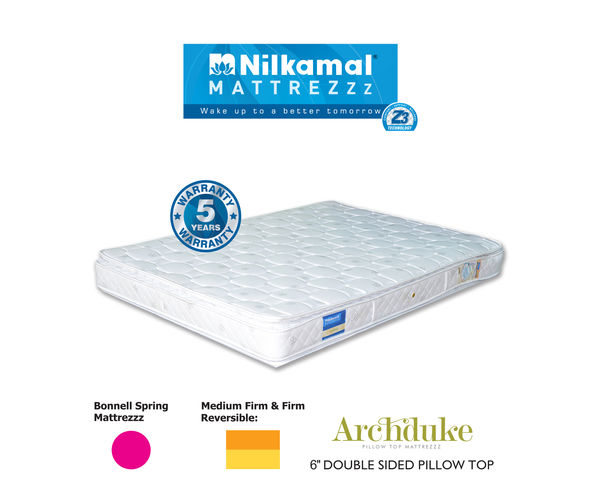 Nilkamal Mattress - Archduke 6 Inch Bonnel Spring Pillow top Mattress, 75x60x6, 32400,  grey