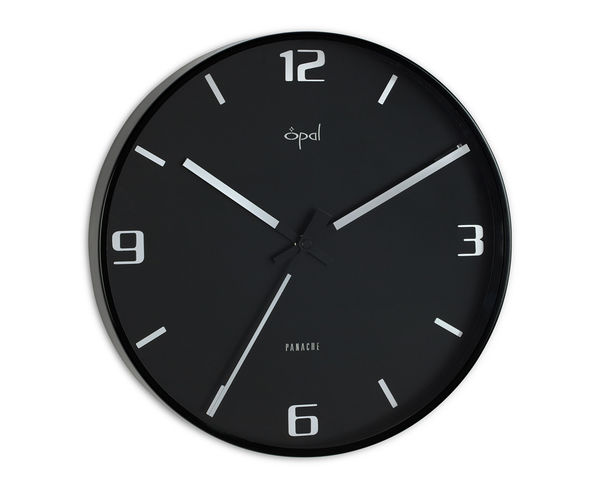 Opal Panache Wall Clock Black Coated Metal With Designer Hands