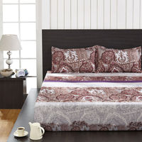 Seasons Oriental Double Bed Sheet - @home By Nilkamal, Light Brown