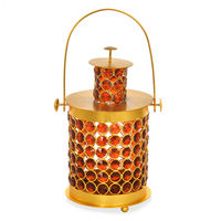 Earthy Lantern Crystal Candle Stand - @home by Nilkamal, Maroon