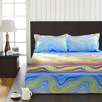 Seasons Geo Double Bed Sheet - @home By Nilkamal, Sky Blue