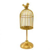 Bird Cage Metal Votive Holder with Stand - @home by Nilkamal, Gold