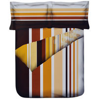 Stripes Double Bed Sheet - @home Nilkamal,  brown