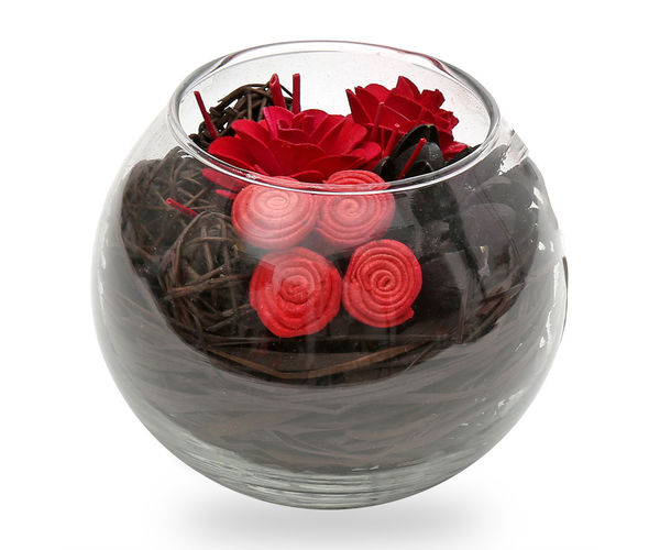 Flower Arrangement Bowl Glass Jar Red - @home Nilkamal