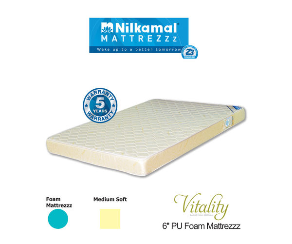 Nilkamal Mattress - Vitality 6 Inch Foam Mattress, 79x59x6, 20611,  cream