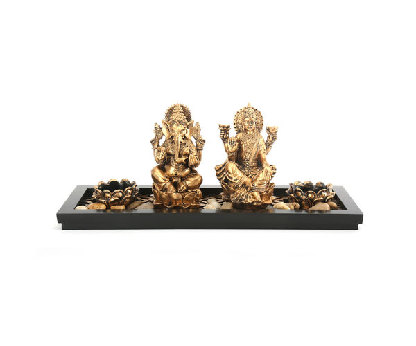 Lakshmi Ganesha Cutwork Showpiece - @home by Nilkamal, Antique Gold