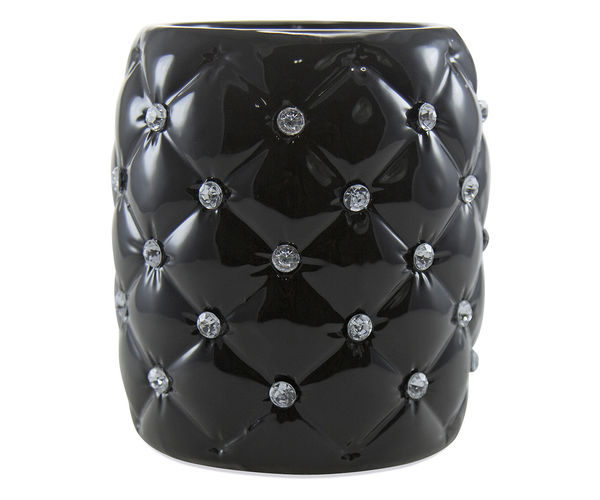 Stoneware Vase Small - @home Nilkamal,  black