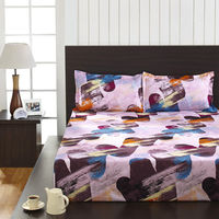 Seasons Geo Double Bed Sheet - @home By Nilkamal, Pink & Brown