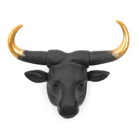 Bull Animal Head Showpiece - @home by Nilkamal, Black & Gold