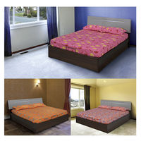 Floral Double Bed Sheet 3 Piece Set - @home Nilkamal, multi