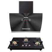 Maplin Combo set of Voice Control Glass Kitchen Chimney VC90 in 90 cm and 3 Burner (Automatic Hob)