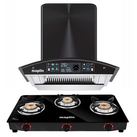 Maplin Set of Kitchen Chimney in 60 cm (Back) and Maplin 3 Burner Gas Cooktop (Manual)
