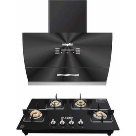Maplin Combo set of Voice Control Glass Kitchen Chimney VC90 in 90 cm and 4 Burner (Automatic Hob)