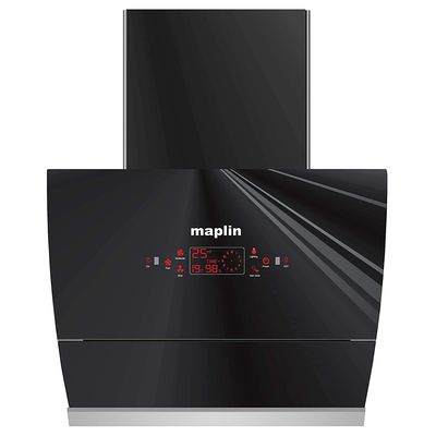 Maplin Auto Glass Opening Kitchen Chimney Model GO60 in 60 cm (Black) with Features Auto Clean, LPG Sensor, Wave Sensor