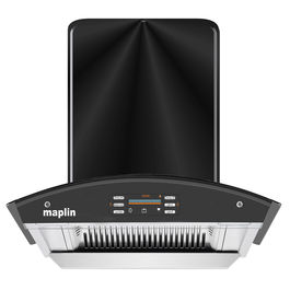 Maplin Kitchen Chimney SS60-Voice in 60 cm with Voice Control, Auto Clean, LPG Sensor, Wave Sensor (Matte Black)