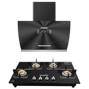 Maplin Combo set of Voice Control Glass Kitchen Chimney VC60 in 60 cm and 4 Burner (Automatic Hob)