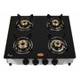 Surya Four Burner Black Auto Ignition Gas Stove in Square Shape