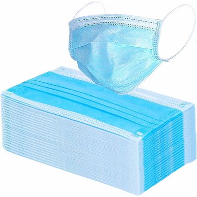 Maplin 3-Ply Non woven Mask With Adjustable Nose Pin set of 50pcs In Blue Colour