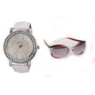 Exotica Fashions Combo of Analog Watch and Aviator Sunglass for Women (ef-70-whitejd-315-mahroon)