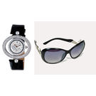 Exotia Fashions Combo of Analog Watch and Aviator Sunglass for Women (efl-18-blackjd-308-black)
