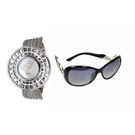 Chappin and Nellson Combo of Analog Watch and Aviator Sunglass for Women (cn-l-77-mop-1jd-308-black)