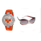Exotica Fashions Combo of Analog Watch and Aviator Sunglass for Women (efn-07-orangejd-315-mahroon)
