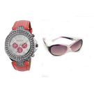 Exotica Fashions Combo of Analog Watch and Aviator Sunglass for Women (ef-n-07-pinkjd-311-purple)