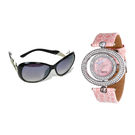Exotia Fashions Combo of Analog Watch and Aviator Sunglass for Women (efl-17-pinkjd-308-black)