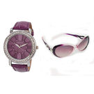 Exotica Fashions Combo of Analog Watch and Aviator Sunglass for Women (ef-70-purplejd-312-purple)