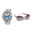 Exotica Fashions Combo of Analog Watch and Aviator Sunglass for Women (ef-n-07-white-bluejd-315-mahroon)