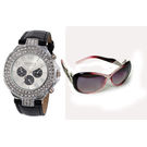 Exotica Fashions Combo of Analog Watch and Aviator Sunglass for Women (ef-n-07-blackjd-308-mahroon)