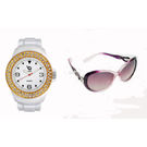 Chappin and Nellson Combo of Analog Watch and Aviator Sunglass for Women (cnp-01-whitejd-312-purple)