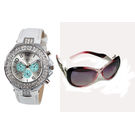 Exotica Fashions Combo of Analog Watch and Aviator Sunglass for Women (ef-n-07-white-lightgreenjd-308-mahroon)