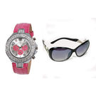 Exotica Fashions Combo of Analog Watch and Aviator Sunglass for Women (ef-n-07-fuchsiajd-308-black)