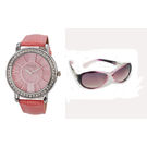 Exotica Fashions Combo of Analog Watch and Aviator Sunglass for Women JD-311 (ef-70-pinkjd-311-purple)