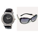 Exotica Fashions Combo of Analog Watch and Aviator Sunglass for Women (ef-70-blackjd-308-black)