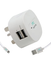 MYCANDY 3.4A DUAL USB TRAVEL CHARGER WITH 1M MFI LIGHTNING,  white