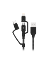MYCANDY 3 IN 1 MICRO TYPE C MFI LIGHTNING CHARGE AND SYNC CABLE 1.5M BLACK