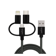 SWITCH 3 IN 1 MICRO TYPE C MFI LIGHTNING CHARGE AND SYNC CABLE BLACK,  black, 1.8m
