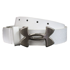 Under Armour Logo Leather Belt - White, 40,  white