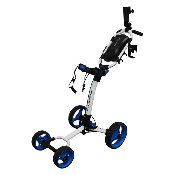 Axglo Flip N Go Four Wheel Ultra Compact Foldable Aluminium Golf Cart - White/Blue, 4