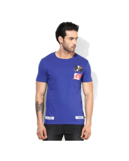 United Colors of Benetton Printed Round Neck T Shirt, xxl,  blue