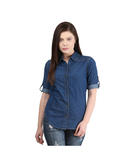Mayra Solid Shirt, l,  navy blue